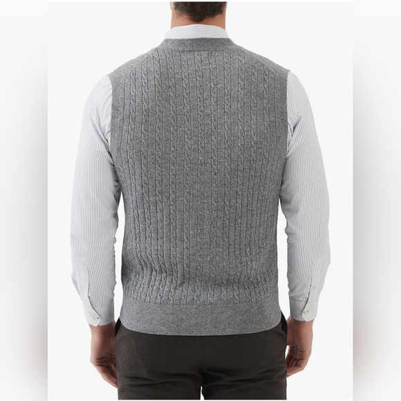 Kallspin XL Cable Knit Sweater Vest Grey Wool Blend - Picture 3 of 10